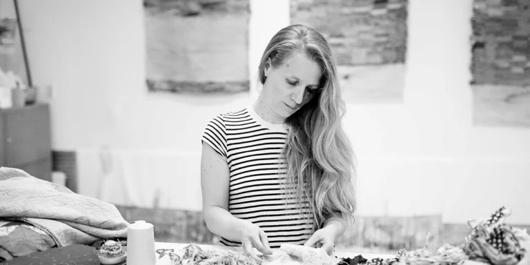 Rachel Meginnes Explores History and Transformation Through Deconstructed Quilts and Woven Textiles